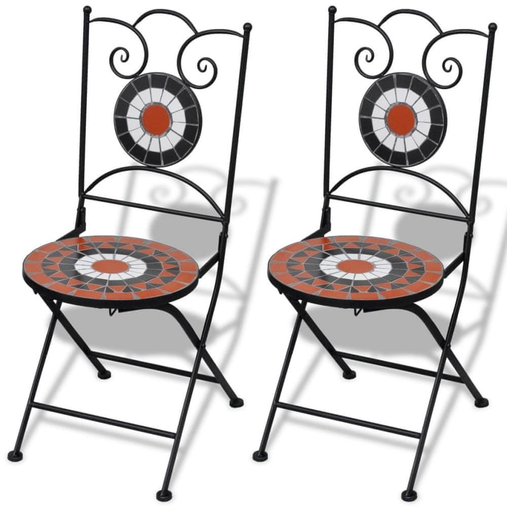 Vidaxl Skladacie záhradné stoličky 2 ks, keramika, tehlové a biele